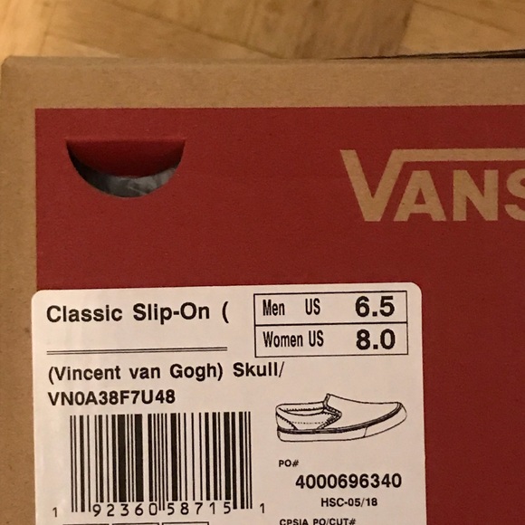 Vans Van Gogh Museum Skull Slip-ons Women’s 8 - Picture 5 of 5